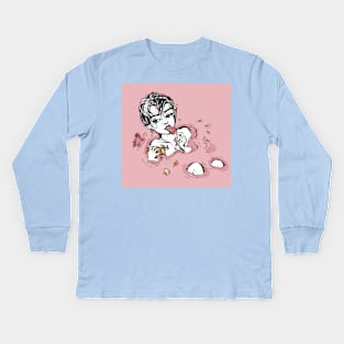 Pink Contemplation Kids Long Sleeve T-Shirt